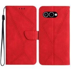 Kryty na mobil | Peňaženkové puzdro Embossing Pattern Stitchy case červené – T Phone 3 | Kryty na mobil
