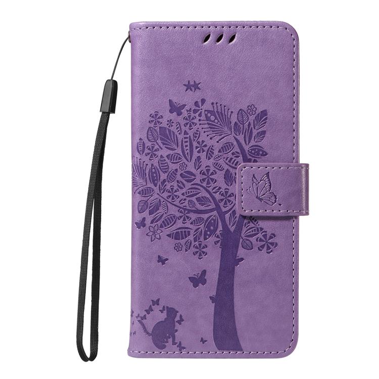 Peňaženkové puzdro Embossing Pattern Strom a mačka fialové – Samsung Galaxy S25 FE | Kryty na mobil Kryty na mobil | Peňaženkové puzdro Embossing Pattern Strom a mačka fialové – Samsung Galaxy S25 FE | Kryty na mobil
