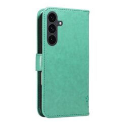 Kryty na mobil | Peňaženkové puzdro Embossing Pattern Strom a mačka zelené – Samsung Galaxy S25 FE | Kryty na mobil