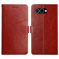 Kryty na mobil | Peňaženkové puzdro Geometric Pattern case hnedé – T Phone 3 | Kryty na mobil