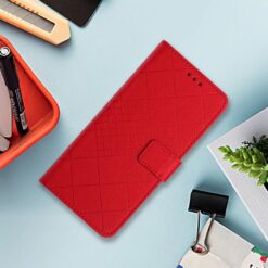 Kryty na mobil | Peňaženkové puzdro Grid case červené – T Phone 3 | Kryty na mobil