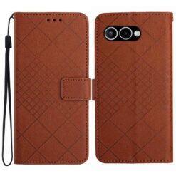 Kryty na mobil | Peňaženkové puzdro Grid case hnedé – T Phone 3 | Kryty na mobil
