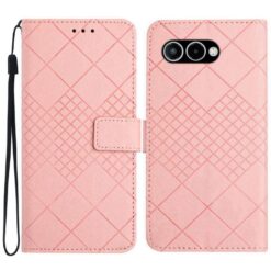 Kryty na mobil | Peňaženkové puzdro Grid case ružové – T Phone 3 | Kryty na mobil