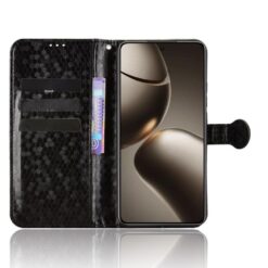 Kryty na mobil | Peňaženkové puzdro Honeycomb Dot Texture Case čierne – Xiaomi 15T | Kryty na mobil