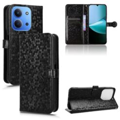 Kryty na mobil | Peňaženkové puzdro Honeycomb Dot Texture Case čierne – Xiaomi Poco C85 | Kryty na mobil