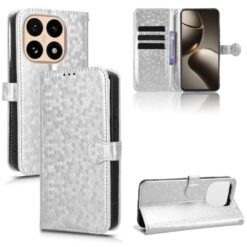 Kryty na mobil | Peňaženkové puzdro Honeycomb Dot Texture Case strieborné – Xiaomi 15T | Kryty na mobil