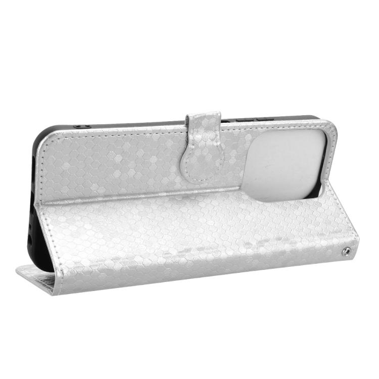 Peňaženkové puzdro Honeycomb Dot Texture Case strieborné – Xiaomi Poco C85 | Kryty na mobil Kryty na mobil | Peňaženkové puzdro Honeycomb Dot Texture Case strieborné – Xiaomi Poco C85 | Kryty na mobil