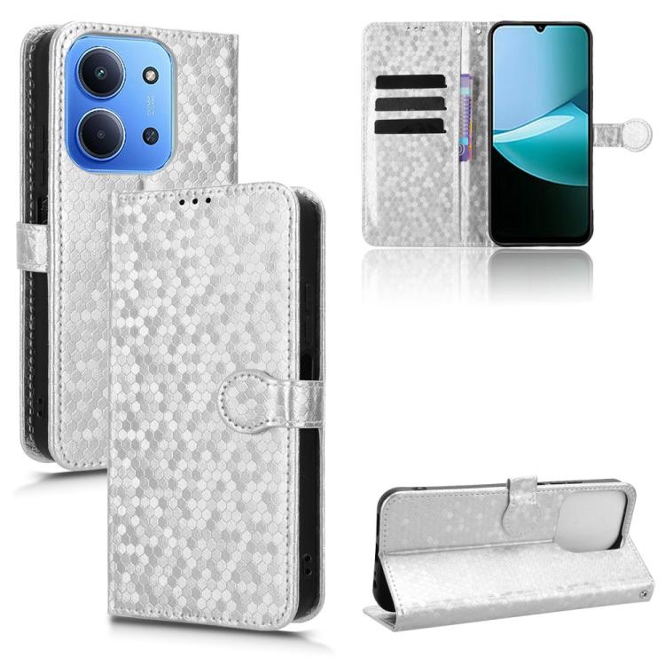 Peňaženkové puzdro Honeycomb Dot Texture Case strieborné – Xiaomi Poco C85 | Kryty na mobil Kryty na mobil | Peňaženkové puzdro Honeycomb Dot Texture Case strieborné – Xiaomi Poco C85 | Kryty na mobil