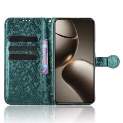 Kryty na mobil | Peňaženkové puzdro Honeycomb Dot Texture Case zelené – Xiaomi 15T | Kryty na mobil