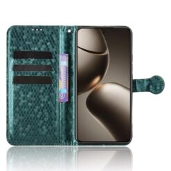 Kryty na mobil | Peňaženkové puzdro Honeycomb Dot Texture Case zelené – Xiaomi 15T Pro | Kryty na mobil