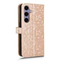 Kryty na mobil | Peňaženkové puzdro Honeycomb Dot Texture Case zlaté – Samsung Galaxy S25 FE | Kryty na mobil