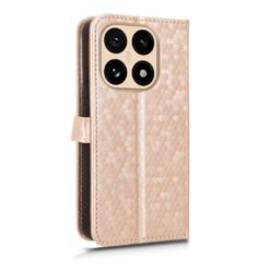 Kryty na mobil | Peňaženkové puzdro Honeycomb Dot Texture Case zlaté – Xiaomi 15T | Kryty na mobil