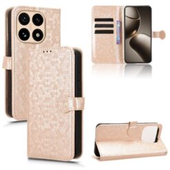 Kryty na mobil | Peňaženkové puzdro Honeycomb Dot Texture Case zlaté – Xiaomi 15T | Kryty na mobil