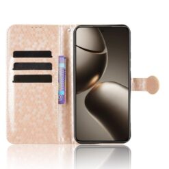Kryty na mobil | Peňaženkové puzdro Honeycomb Dot Texture Case zlaté – Xiaomi 15T | Kryty na mobil
