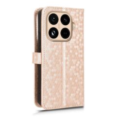 Kryty na mobil | Peňaženkové puzdro Honeycomb Dot Texture Case zlaté – Xiaomi 15T Pro | Kryty na mobil