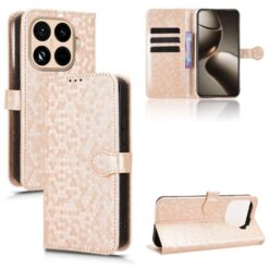 Kryty na mobil | Peňaženkové puzdro Honeycomb Dot Texture Case zlaté – Xiaomi 15T Pro | Kryty na mobil