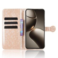 Kryty na mobil | Peňaženkové puzdro Honeycomb Dot Texture Case zlaté – Xiaomi 15T Pro | Kryty na mobil