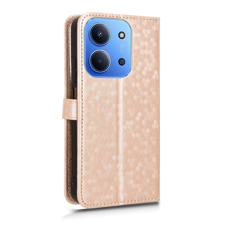 Peňaženkové puzdro Honeycomb Dot Texture Case zlaté – Xiaomi Poco C85 | Kryty na mobil Kryty na mobil | Peňaženkové puzdro Honeycomb Dot Texture Case zlaté – Xiaomi Poco C85 | Kryty na mobil