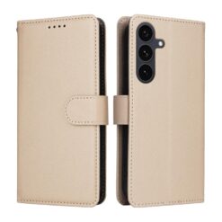 Kryty na mobil | Peňaženkové puzdro Litchi béžové – Samsung Galaxy S25 FE | Kryty na mobil
