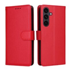Kryty na mobil | Peňaženkové puzdro Litchi červené – Samsung Galaxy S25 FE | Kryty na mobil