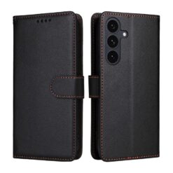Kryty na mobil | Peňaženkové puzdro Litchi čierne – Samsung Galaxy S25 FE | Kryty na mobil
