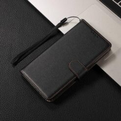 Kryty na mobil | Peňaženkové puzdro Litchi čierne – Samsung Galaxy S25 FE | Kryty na mobil