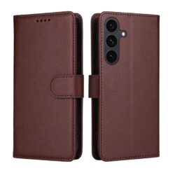 Kryty na mobil | Peňaženkové puzdro Litchi hnedé – Samsung Galaxy S25 FE | Kryty na mobil