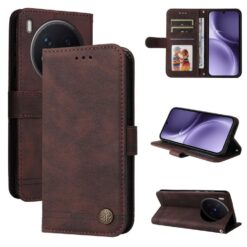 Kryty na mobil | Knižkové puzdro Skin Feel case hnedé – Vivo X300 Pro | Kryty na mobil