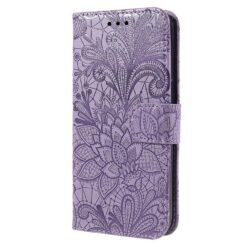 Kryty na mobil | Peňaženkové puzdro Embossing Pattern Kvety fialové – T Phone 3 Pro | Kryty na mobil