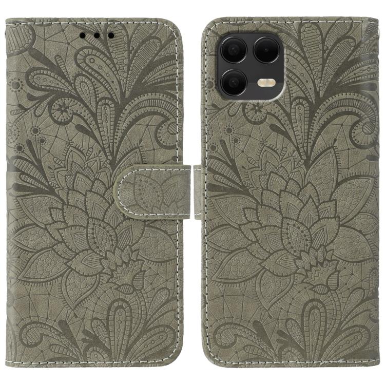 Peňaženkové puzdro Embossing Pattern Kvety sivé – T Phone 3 Pro | Kryty na mobil Kryty na mobil | Peňaženkové puzdro Embossing Pattern Kvety sivé – T Phone 3 Pro | Kryty na mobil