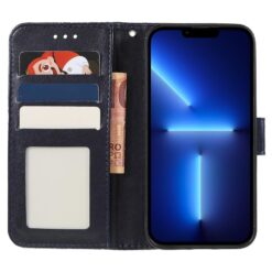 Kryty na mobil | Peňaženkové puzdro Embossing Pattern Kvety tmavomodré – T Phone 3 Pro | Kryty na mobil