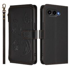 Kryty na mobil | Peňaženkové puzdro Embossing Pattern Motýle čierne – T Phone 3 | Kryty na mobil