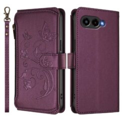 Kryty na mobil | Peňaženkové puzdro Embossing Pattern Motýle fialové – T Phone 3 | Kryty na mobil