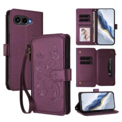 Peňaženkové puzdro Embossing Pattern Motýle fialové – T Phone 3 | Kryty na mobil Kryty na mobil | Peňaženkové puzdro Embossing Pattern Motýle fialové – T Phone 3 | Kryty na mobil
