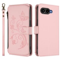 Kryty na mobil | Peňaženkové puzdro Embossing Pattern Motýle ružové – T Phone 3 | Kryty na mobil