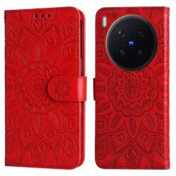 Peňaženkové puzdro Embossing Pattern Slnečnica červené – Vivo X300 Pro