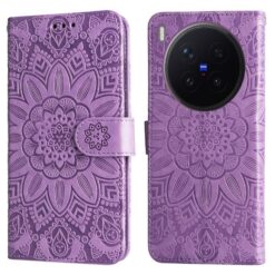 Peňaženkové puzdro Embossing Pattern Slnečnica fialové – Vivo X300 Pro