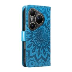 Kryty na mobil | Peňaženkové puzdro Embossing Pattern Slnečnica modré – Huawei Pura 80 Ultra | Kryty na mobil