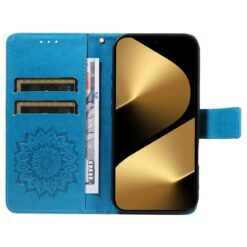Kryty na mobil | Peňaženkové puzdro Embossing Pattern Slnečnica modré – Huawei Pura 80 Ultra | Kryty na mobil