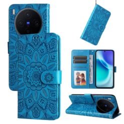 Kryty na mobil | Peňaženkové puzdro Embossing Pattern Slnečnica modré – Vivo X300 | Kryty na mobil