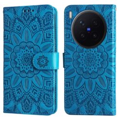 Kryty na mobil | Peňaženkové puzdro Embossing Pattern Slnečnica modré – Vivo X300 Pro | Kryty na mobil