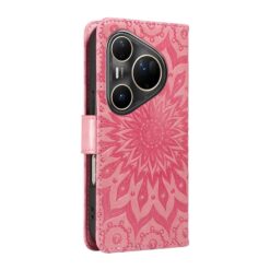 Kryty na mobil | Peňaženkové puzdro Embossing Pattern Slnečnica ružové – Huawei Pura 80 Ultra | Kryty na mobil