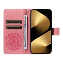 Kryty na mobil | Peňaženkové puzdro Embossing Pattern Slnečnica ružové – Huawei Pura 80 Ultra | Kryty na mobil