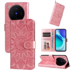 Kryty na mobil | Peňaženkové puzdro Embossing Pattern Slnečnica ružové – Vivo X300 | Kryty na mobil