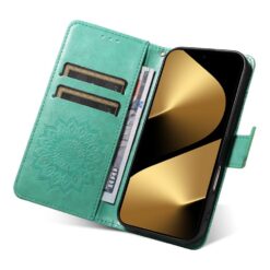 Kryty na mobil | Peňaženkové puzdro Embossing Pattern Slnečnica zelené – Huawei Pura 80 Ultra | Kryty na mobil