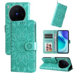 Kryty na mobil | Peňaženkové puzdro Embossing Pattern Slnečnica zelené – Vivo X300 | Kryty na mobil