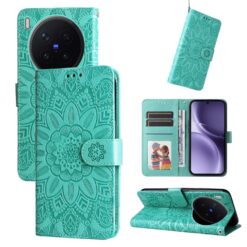 Kryty na mobil | Peňaženkové puzdro Embossing Pattern Slnečnica zelené – Vivo X300 Pro | Kryty na mobil