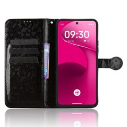 Kryty na mobil | Peňaženkové puzdro Honeycomb Dot Texture Case čierne – T Phone 3 Pro | Kryty na mobil