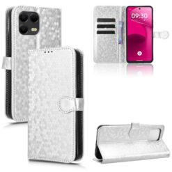 Peňaženkové puzdro Honeycomb Dot Texture Case strieborné – T Phone 3 Pro | Kryty na mobil Kryty na mobil | Peňaženkové puzdro Honeycomb Dot Texture Case strieborné – T Phone 3 Pro | Kryty na mobil