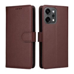 Peňaženkové puzdro Litchi hnedé – Oppo Reno 13 Pro